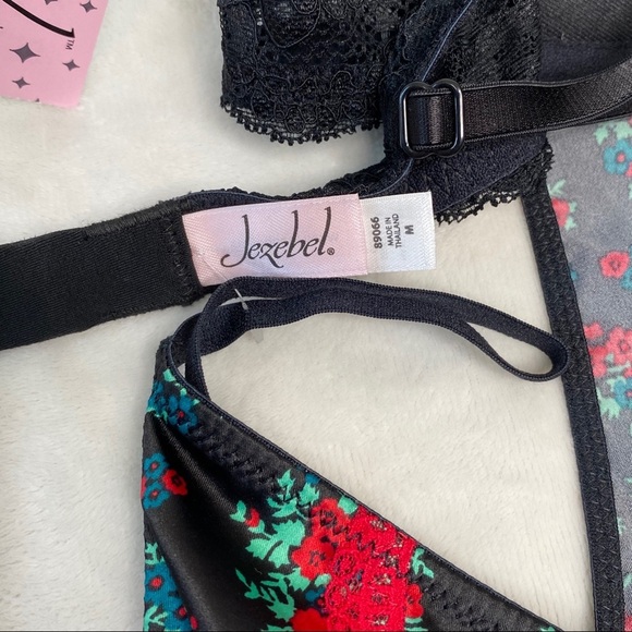 Jezebel Red and Black Floral Lingerie Set - Picture 12 of 14
